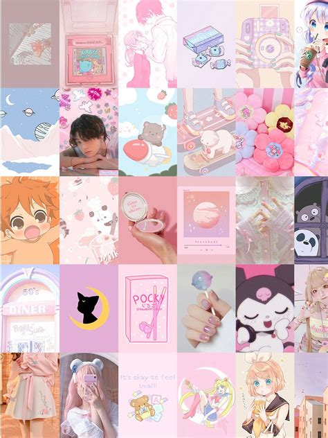 Anime Wall Collage Kit Digital Download Pcs Aesthetic Etsy