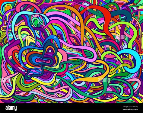 Rainbow Color Colorful Psychedelic Crazy Abstract Swirl Line Art