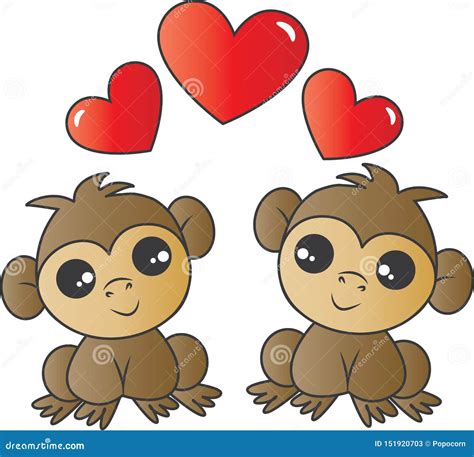 Dos Monos Adorables En Amor Ilustración Del Vector Ilustración De