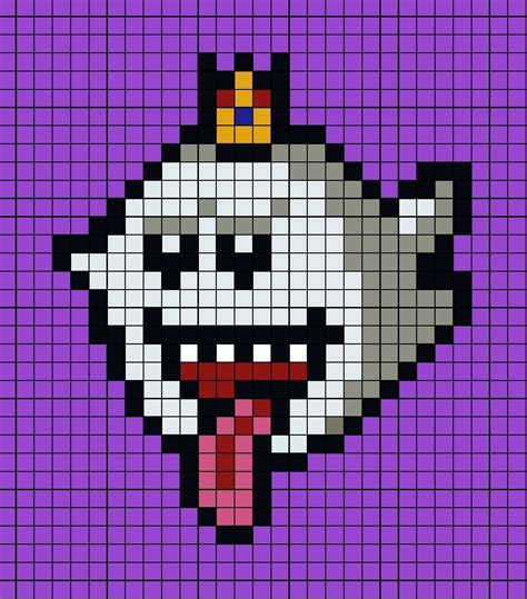 A Pixel Art Template Of King Boo From The Mario Game Franchise Perler