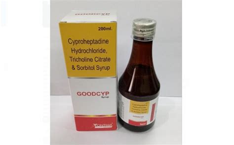 Blue Cyproheptadine Hydrochloride Tricholine Citrate And Sorbitol Syrup