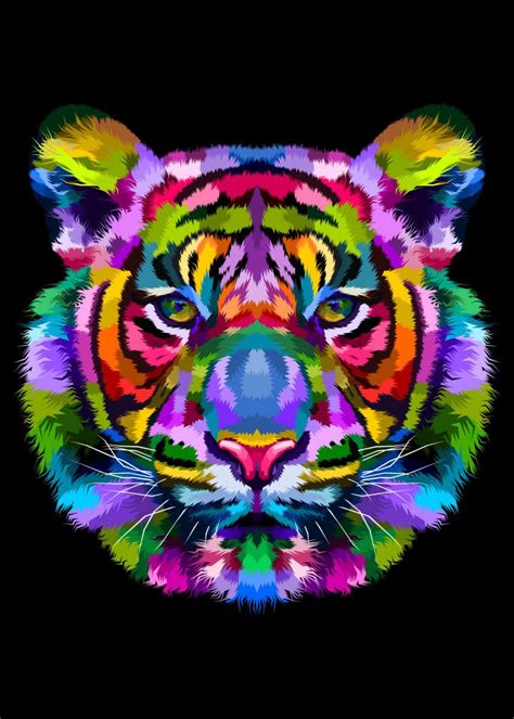 Tiger Head On Wpap Style Poster By Peri Priatna Displate Tiger