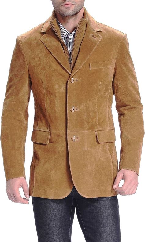 Bgsd Mens Brett Leather Blazer Suede Sport Coat Jacket Regular And Tall