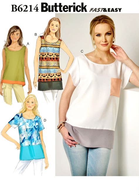 Sewing Pattern Womens Easy Tunic Top Pattern Loose Fitting Pullover