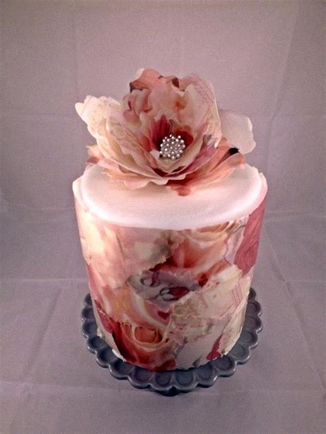 Decoupage Cake With Wafer Peony Decorated Cake By Loopy Cakesdecor