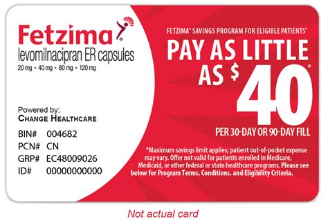 Save with the gvoke (glucagon injection) copay card eligible commercially insured patients may pay as little as $0 for gvoke for a limited time with this copay card!* sign up to instantly receive the copay savings card and for ongoing updates. Save on FETZIMA® (levomilnacipran) ER Capsules
