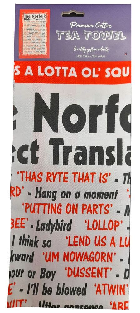 Norfolk Dialect Tea Towel 100 Cotton Ebay
