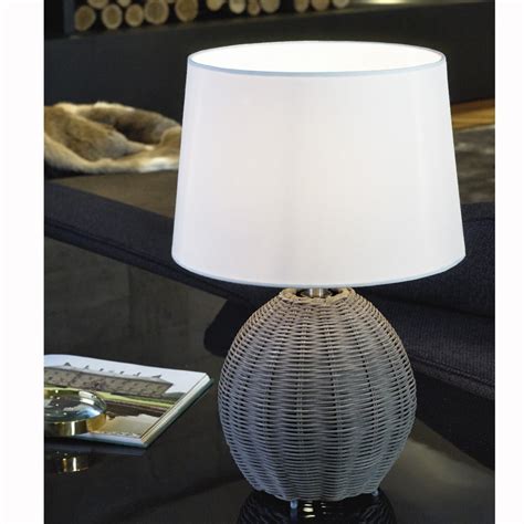 The most common grey lamp shades material is fabric. Eglo 91913 Roia Grey Wicker Table Lamp with Beige Shade