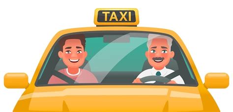 El Hombre Y El Pasajero Del Taxista Viajan En Un Coche Amarillo