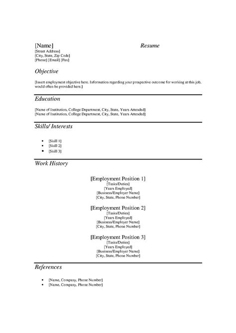 Free Printable Resume Forms Printable Forms Free Online
