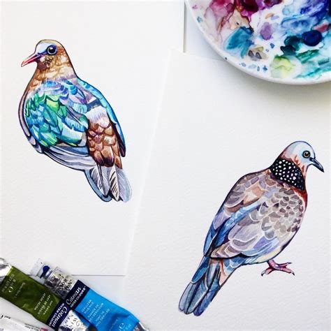 Holly Exley Illustration On Instagram Beautiful Doves Loving