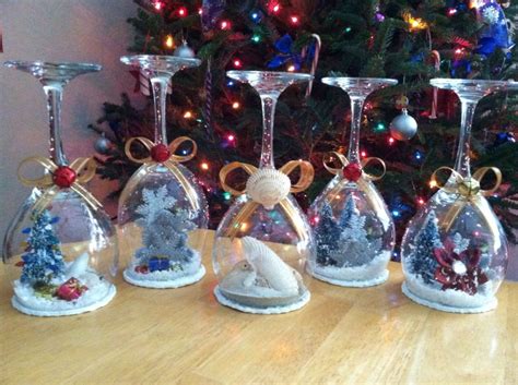 Wine Glass Snow Globes Glass Christmas Decorations Christmas Candles