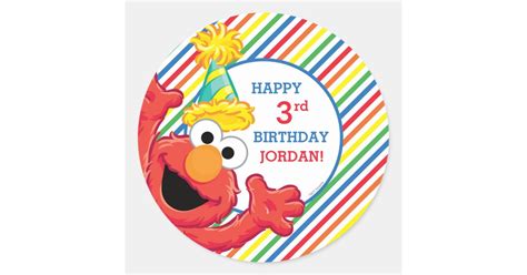 Sesame Street Elmo Rainbow Birthday Classic Round Sticker Zazzle