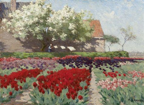 Anton Koster Paintings Prev For Sale Tulips And Fruit Trees In Bloom