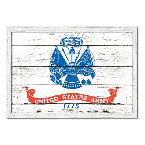 Us Army 1775 Military Flag White Wash Wood Or Black Frame Etsy