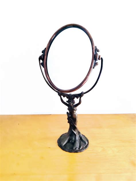 art deco vanity mirror cast metal brass vanity mirror art nouveau mirror ornate mirror