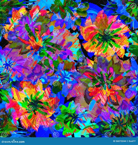 Vibrant Design With Multicolored Flowers Stock Illustration