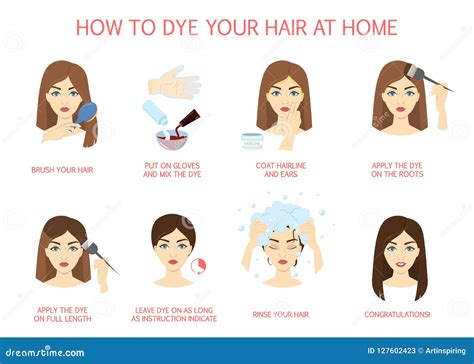 How To Dye Your Hair At Home Stock Vector Illustration Of Pack Care