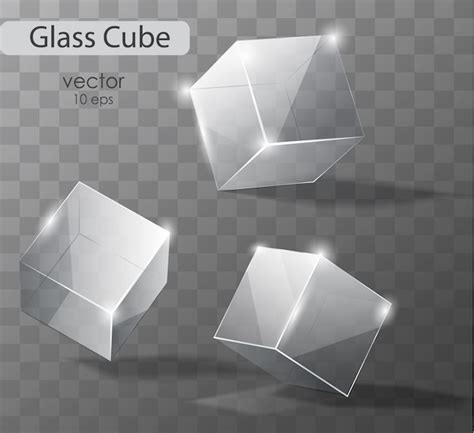 Vector Realistic Illustration Of A Transparent Glass Cubes In Different