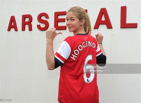 New Arsenal Ladies Signing Anouk Hoogendijk Poses At London Colney On