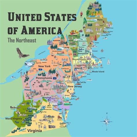 Northeast States Usa Wall Map Ubicaciondepersonascdmxgobmx