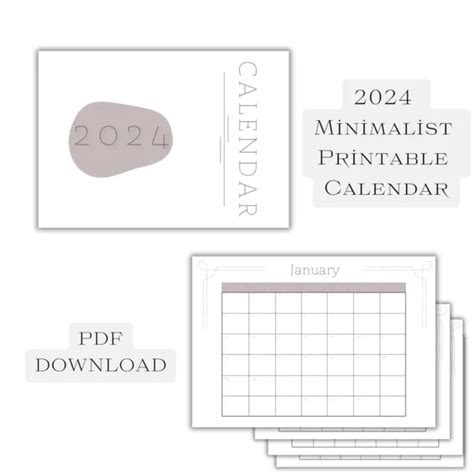 2024 Printable Minimalist Digital Calendar 189 Picclick