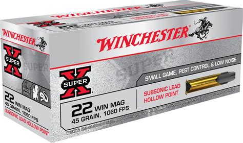 Winchester Ammunition X22msub Super X 22 Win Mag 45 Grain Subsonic Lead