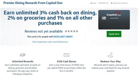 Check spelling or type a new query. New Capital One Card: Premier Dining Rewards (3% On Dining & $100 Sign Up Bonus) - Doctor Of Credit