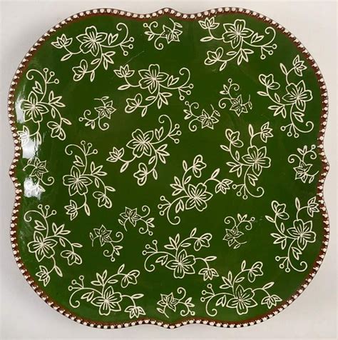 Floral Lace Green Square Dinner Plate By Temp Tations Floral Lace