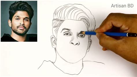 Draw Of Sketches Allu Arjun Step By Step Pencil Sketch Youtube