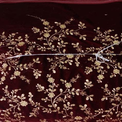 Maroon Velvet Embroidered Fabric At Rs 450meter New Delhi Id