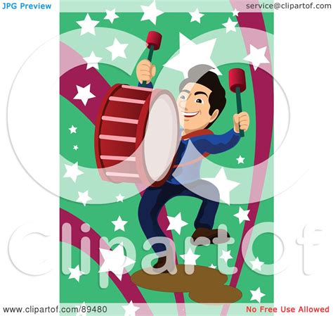 Royalty Free Rf Clipart Illustration Of A Marching Band Drummer Over