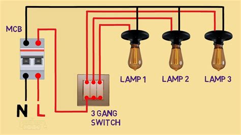 Triple gang intermediate light switch light wiring. electrical house wiring 3 gang switch wiring diagram connection - YouTube