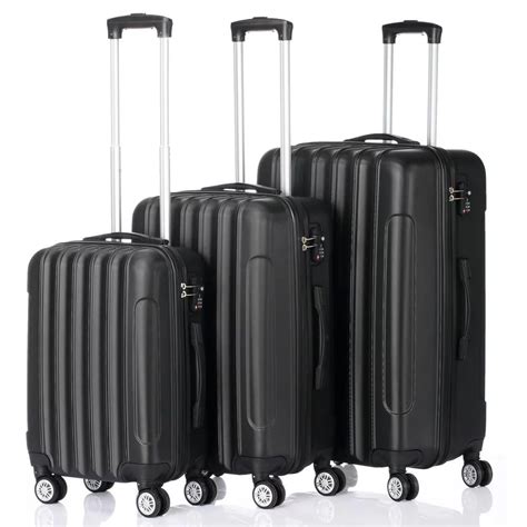 Zimtown 3 Piece Nested Spinner Suitcase Luggage Set With Tsa Lock Black