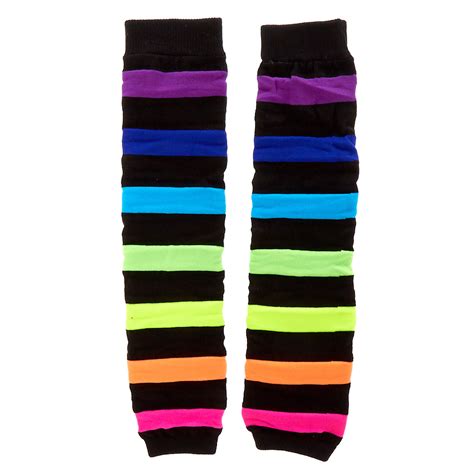 neon striped leg warmers black claire s