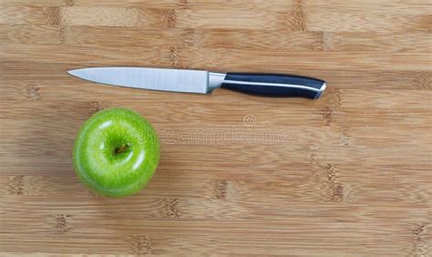 Fresh Whole Apple With Cutting Knife Ready To Eat Stock Photo Image