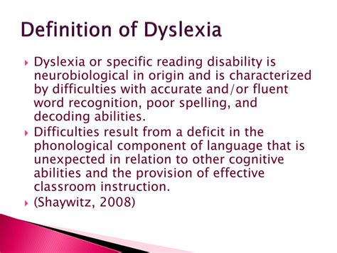 Ppt Developmental Dyslexia Powerpoint Presentation Free Download
