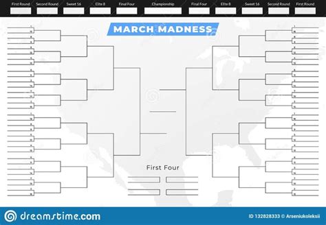 March Madness Tournament Bracket Empty Competition Grid Throughout