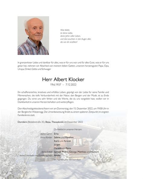 Albert Klocker – Bestattung Oberhauser