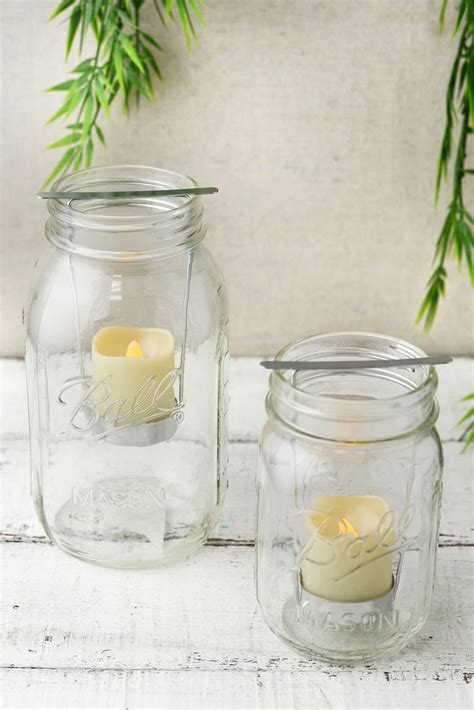 2 Mason Jar Battery Operated Votive Candles And Holders With Timer