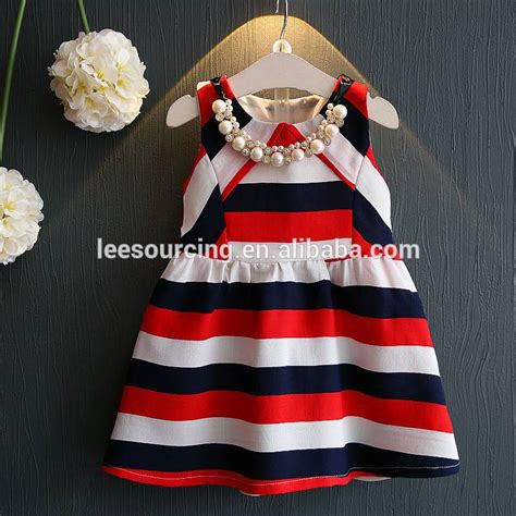 Summer Sleeveless Stripe Children Girls Party Dresses Manufacturers And