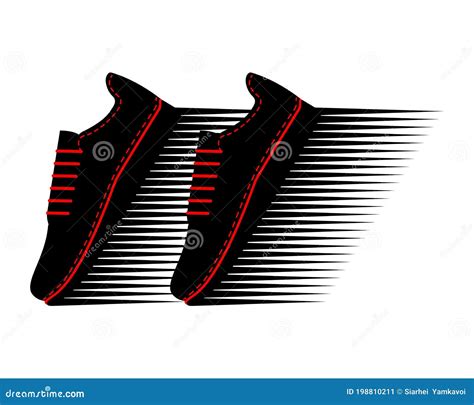 Two Sneakers On Abstract Shelf A Pair Of Sports Shoes For Running Red