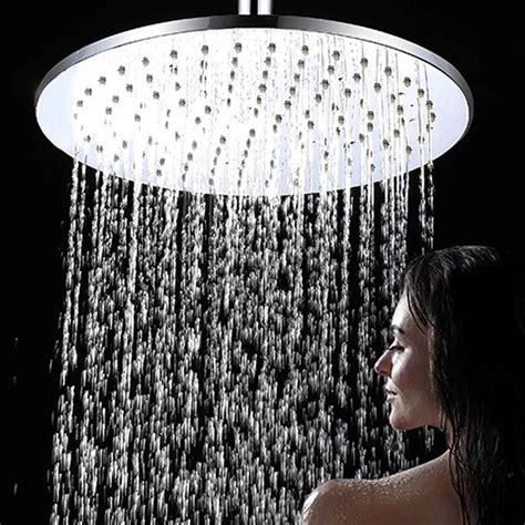 Zloog Large Flow Supercharge Rainfall Shower Head Round Ceiling Mounted Showerhead High Pressure