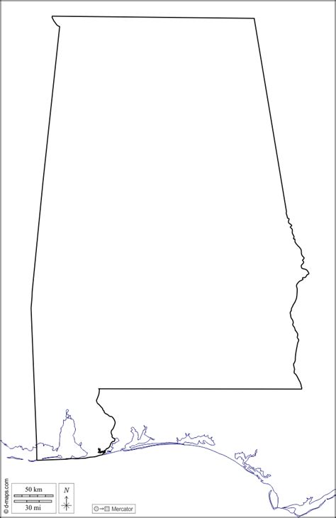 Alabama Free Map Free Blank Map Free Outline Map Free