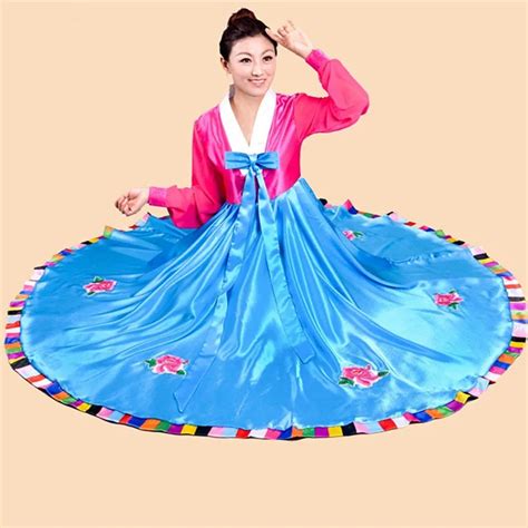 Ancient Court Hanbok Embroidered Outfit Korea Traditional Hanbok Dress For Women Elegant