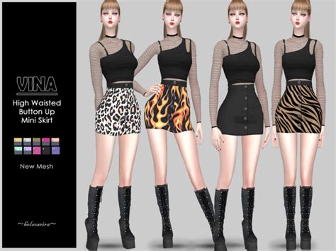 Vina Button Up Skirt By Helsoseira At Tsr Sims 4 Updates