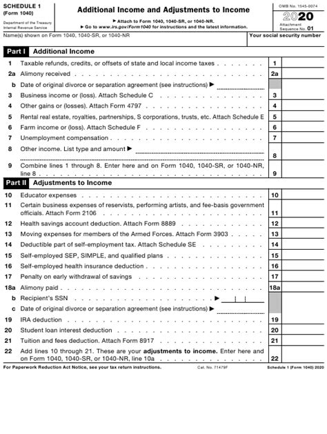 Irs Form 1040 Schedule 1 Download Fillable Pdf Or Fill Online