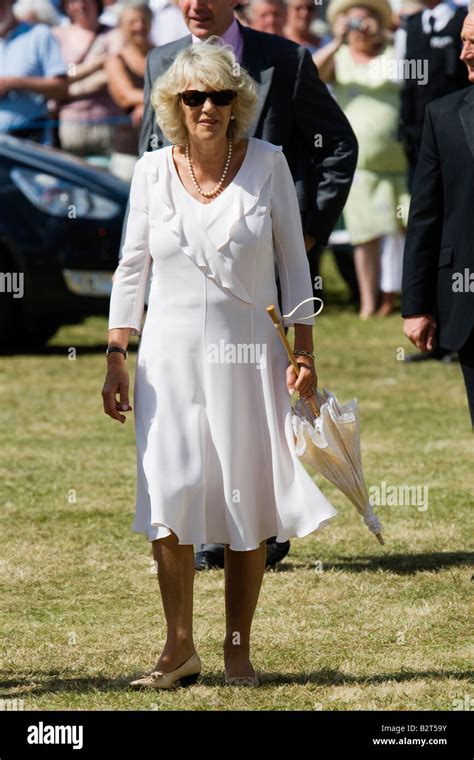 hrh camilla duchess of cornwall attends the sandringham flower show in norfolk england stock