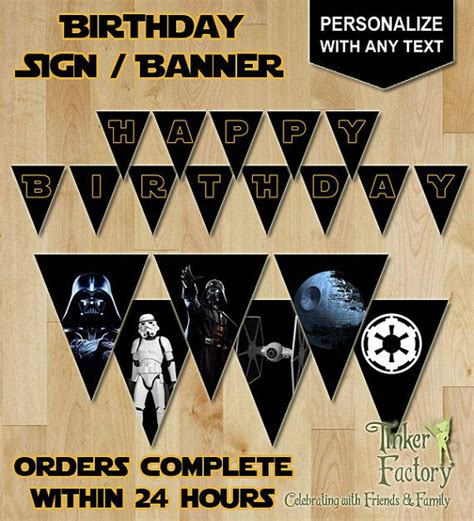 Star Wars Darth Vader Party Happy Birthday Banner Sign With Name And