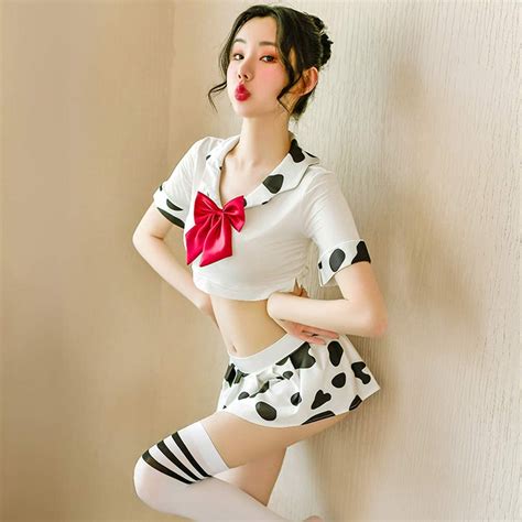 Jasmygirls Sexy Schulmädchen Cosplay Kostüm Kawaii Kuh Rollenspiel
